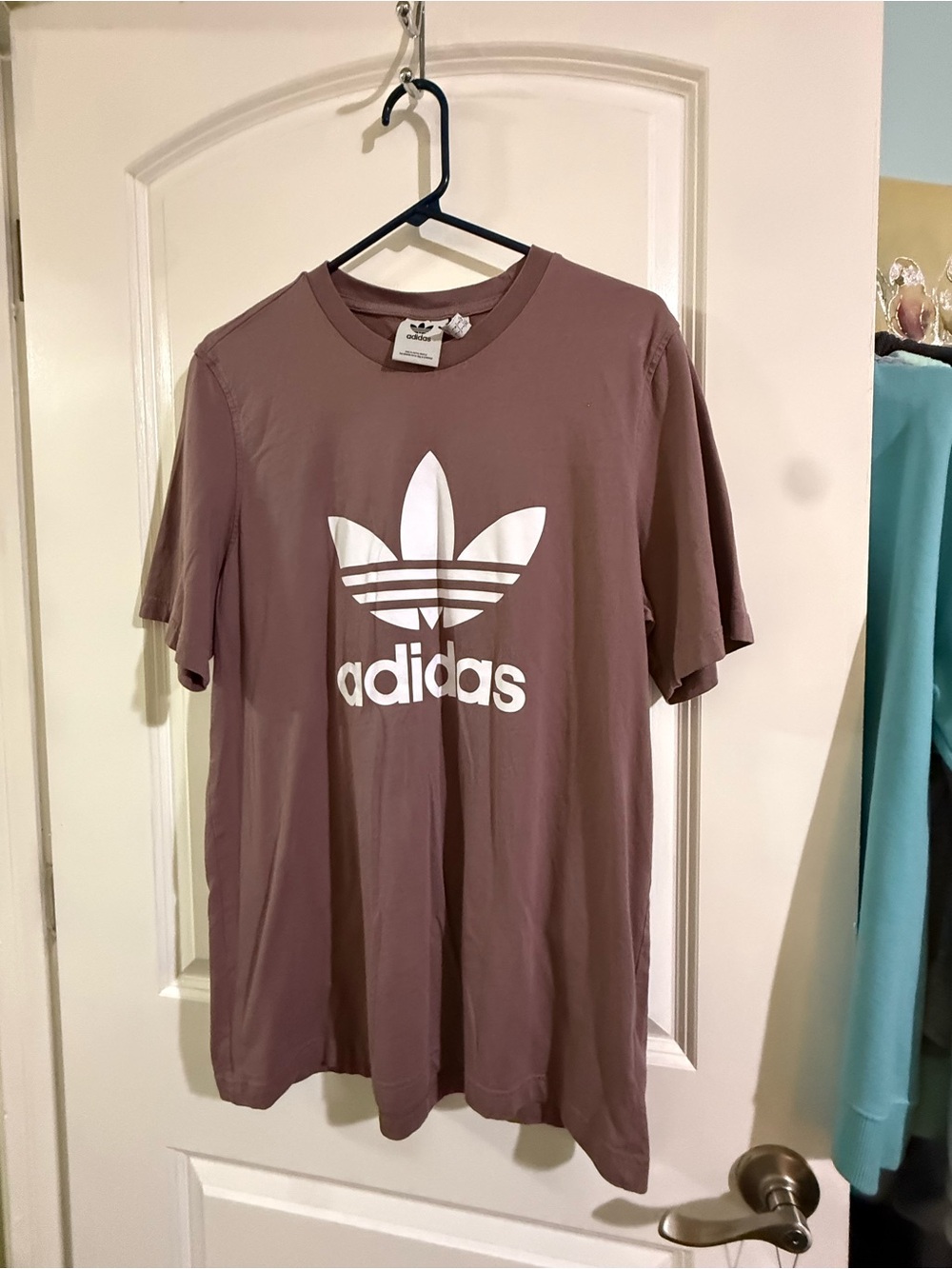 adidas Trefoil Logo Tee in Mauve Brown